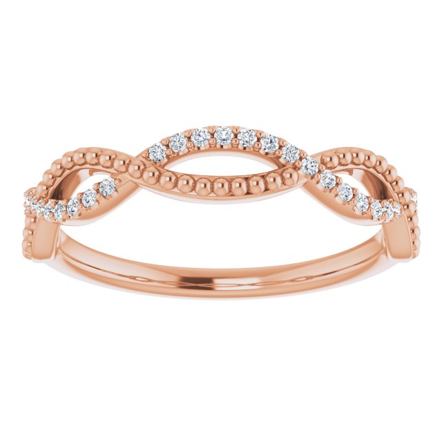 Infinity Style Round Diamond Wedding Band Milgrain Accent Anniversary Ring-VIRABYANI